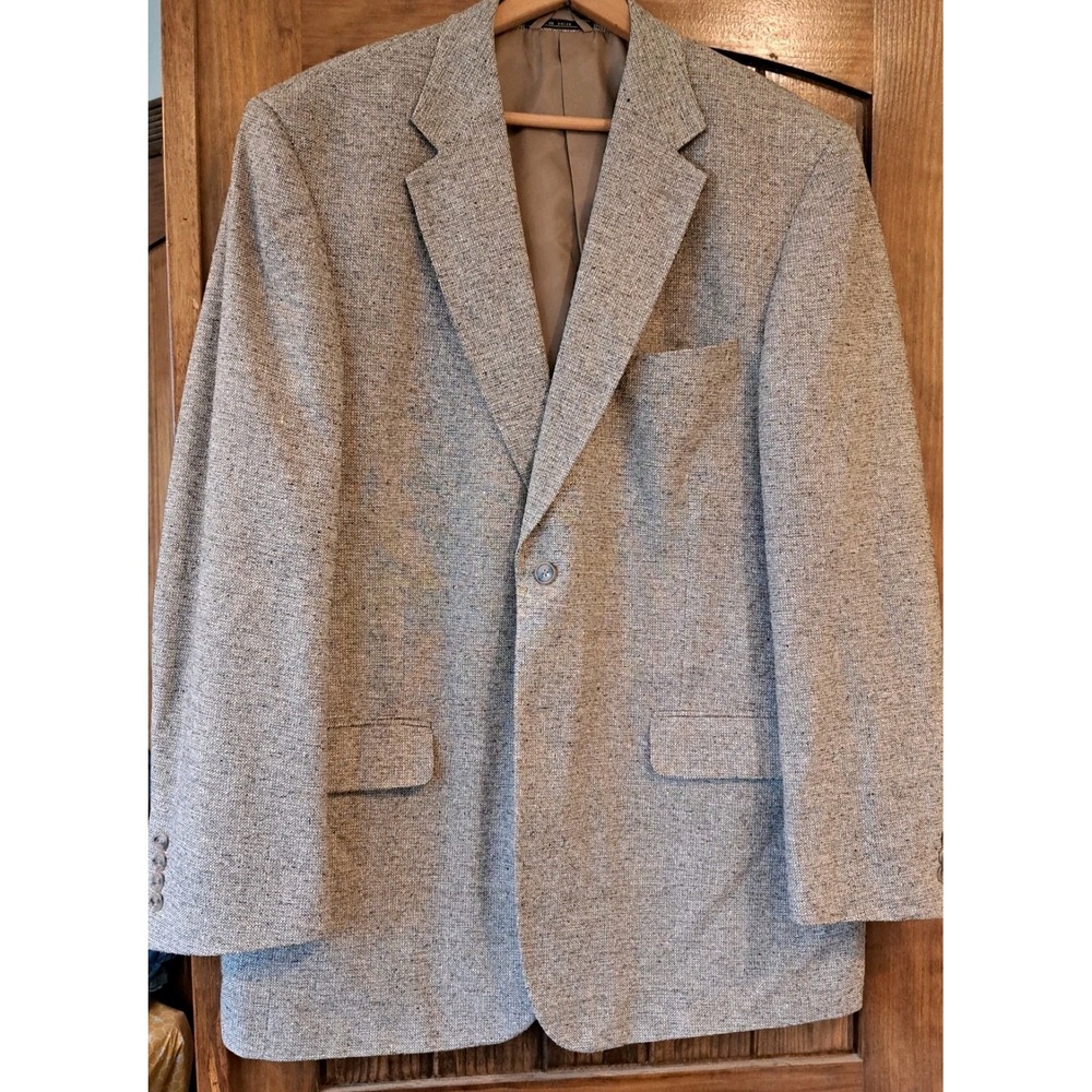 Mens Burt Pulitzer 44L 100% Silk Gray Brown Textural Melange Sportcoat EUC